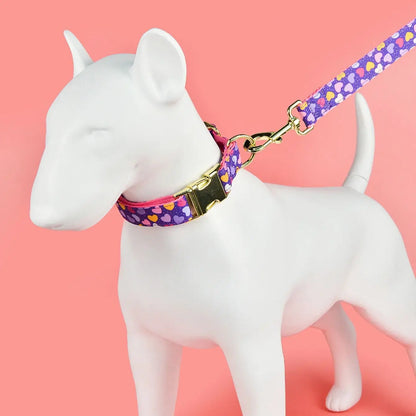 Colorful Luxury Dog Collar and Leash Set for All Sizes