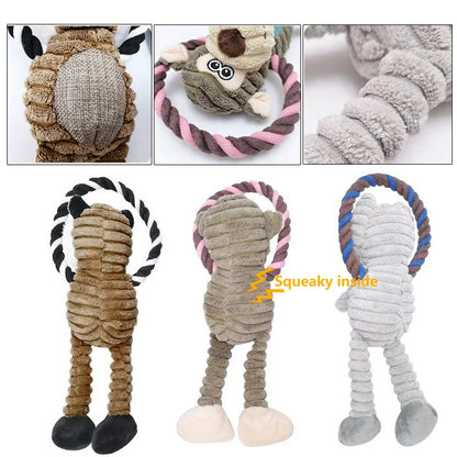 Monkey Corduroy Chew Toy: Fun Squeaky Dog Toy