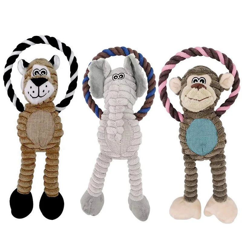 Monkey Corduroy Chew Toy: Fun Squeaky Dog Toy