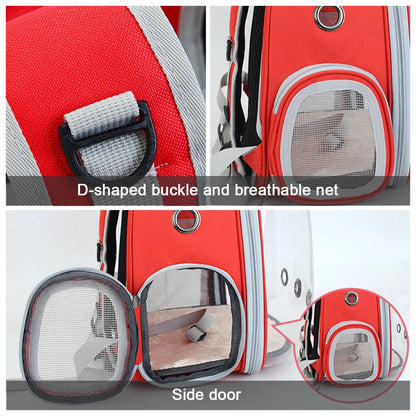 Breathable Cat Bag for Outdoor Travel with Transparent Design.