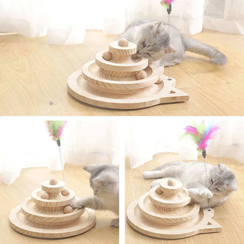 Wooden 2/3 Levels Cat Toy