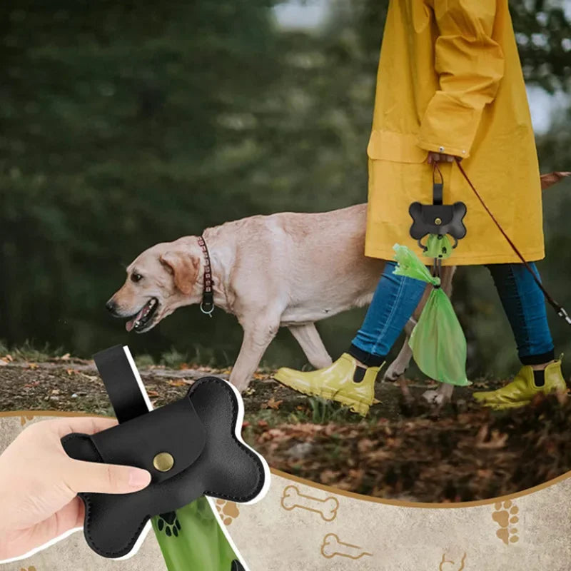 Dog Waste Poop Bag Dispenser with Leash Clip Attachment