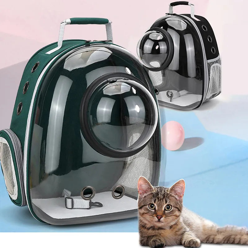 Breathable Cat Bag for Outdoor Travel with Transparent Design.