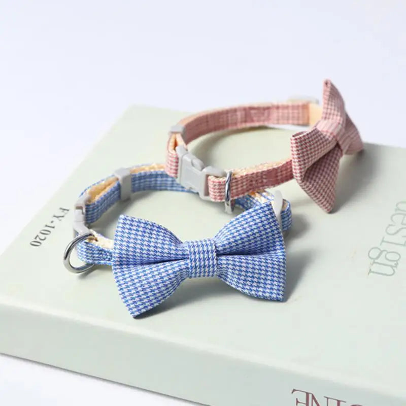 Adjustable Cute Bow Cat Collar with Bell