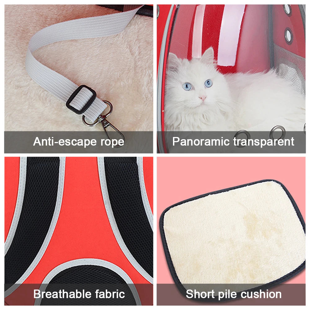 Breathable Cat Bag for Outdoor Travel with Transparent Design.