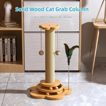 Solid Wood Cat Turntable: Durable Fun for Cats