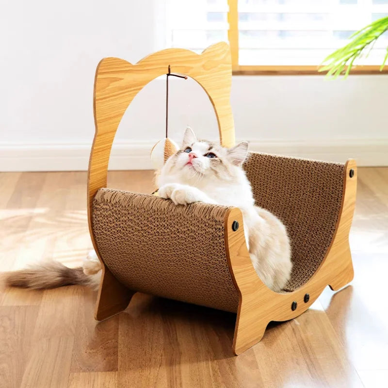 Wooden Cat Toy Scratch Board Cradle Cat Nest