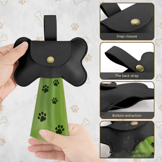 Dog Waste Poop Bag Dispenser with Leash Clip Attachment