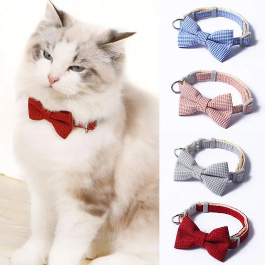 Adjustable Cute Bow Cat Collar with Bell