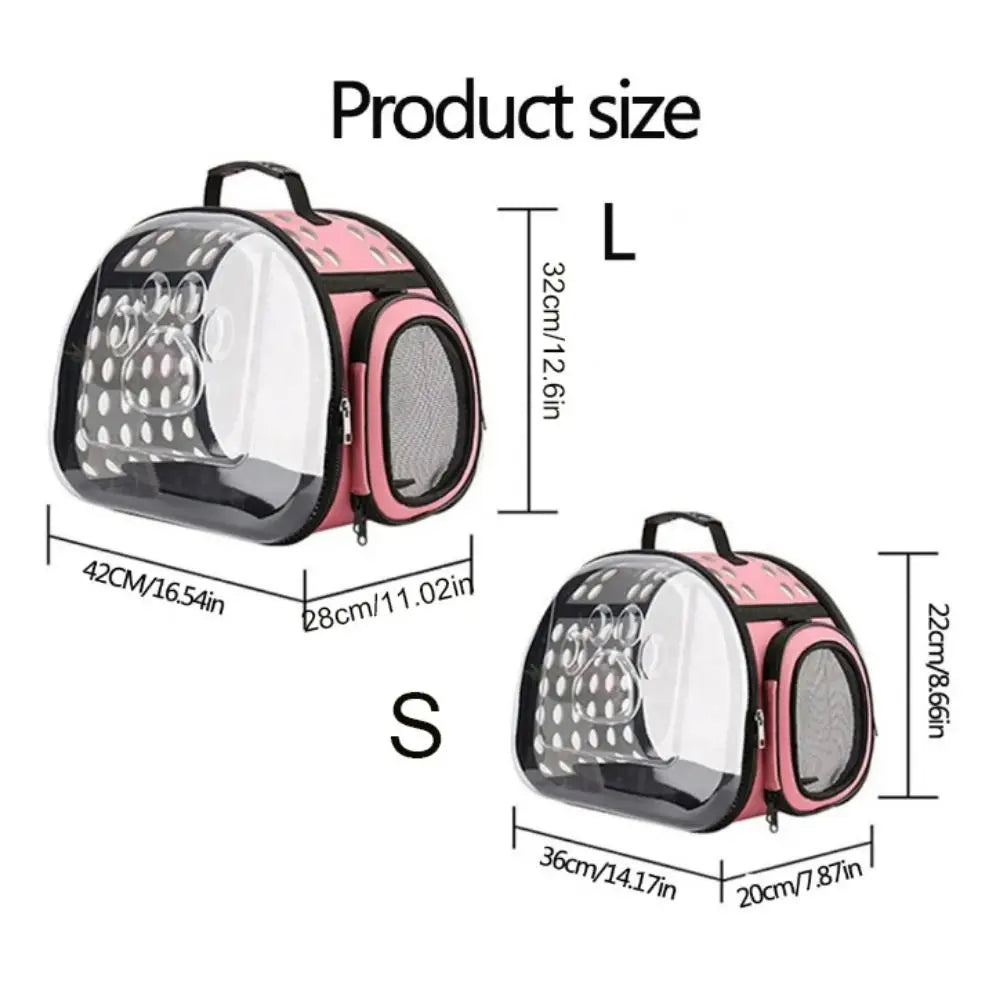 Breathable Pet Shoulder Bag for Outdoor Travel with Transparent Design.