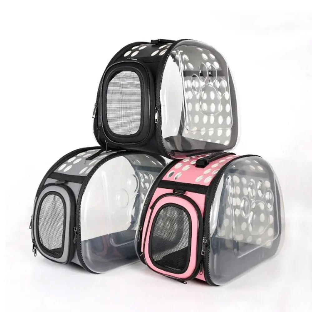 Breathable Pet Shoulder Bag for Outdoor Travel with Transparent Design.