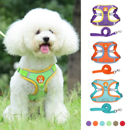 Adjustable Reflective Dog Harness and Leash Set for Small Dogs